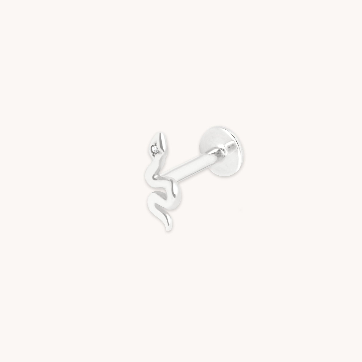 Snake Piercing Stud in Solid White Gold