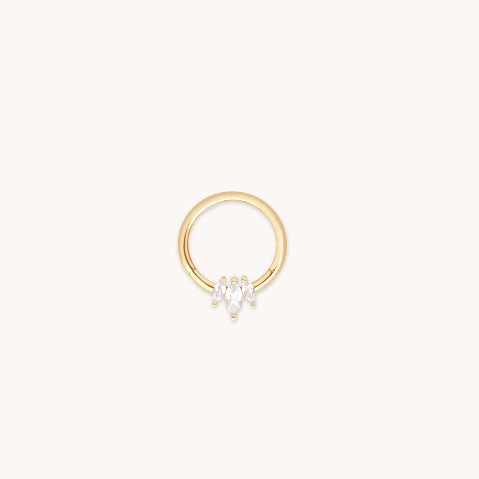 Topaz Marquise Fan Daith Hoop in Solid Gold