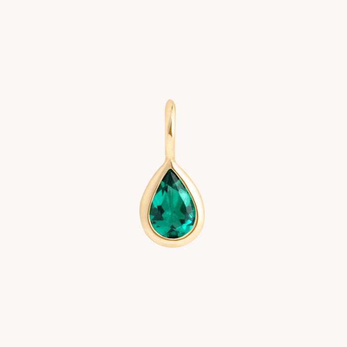 Emerald Pear Charm 9k Gold