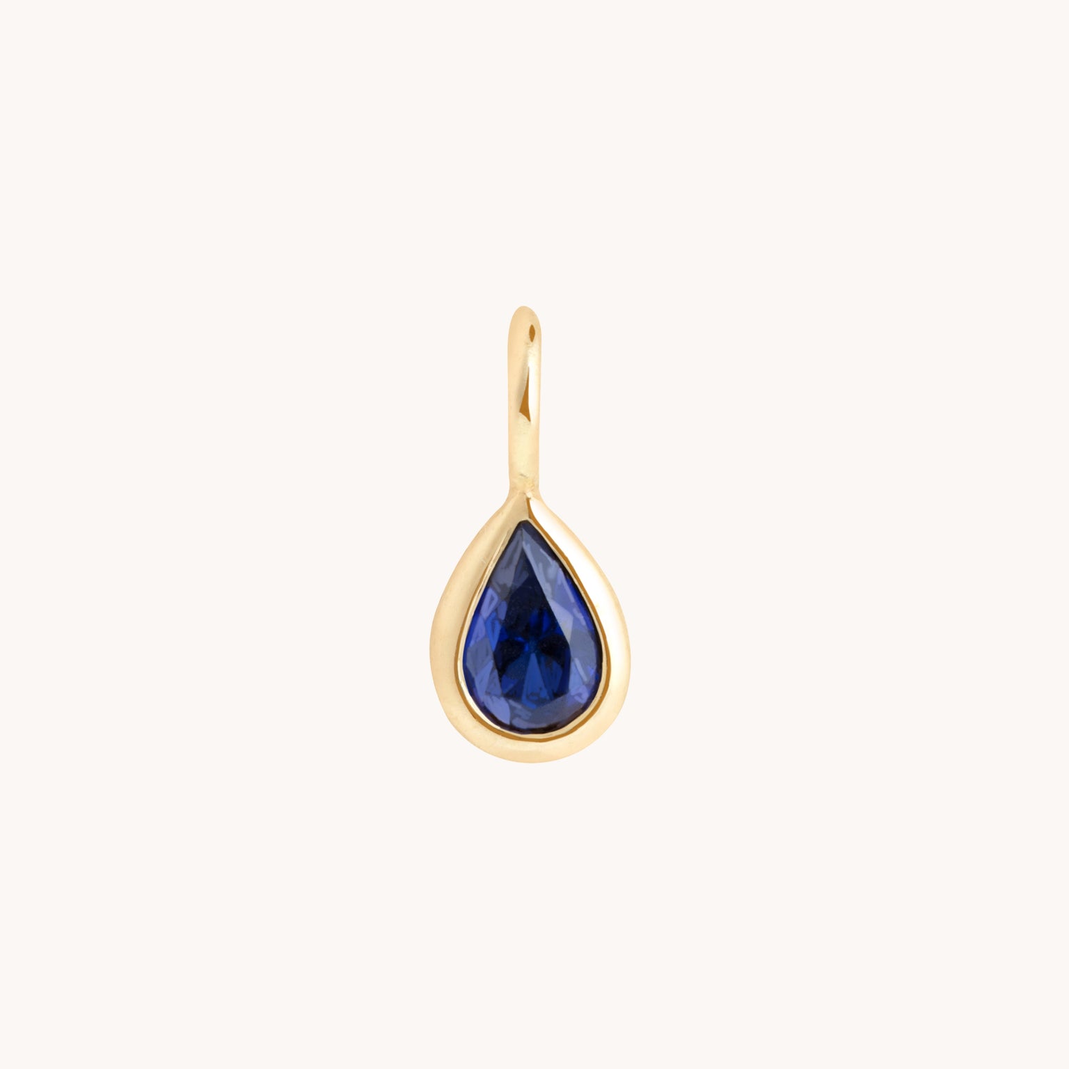 Sapphire Pear Charm 9k Gold