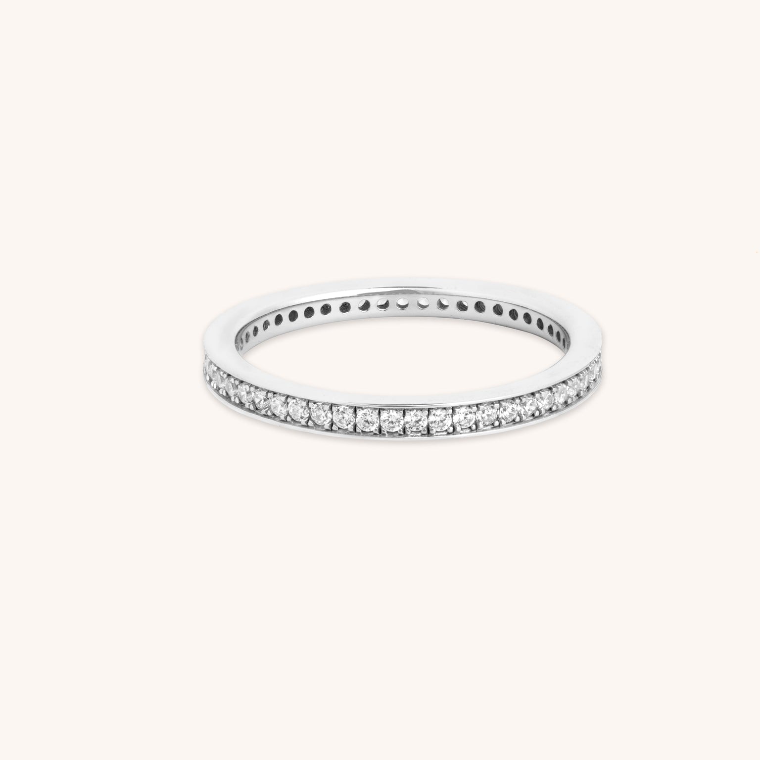 Crystal Stacking Ring in Silver