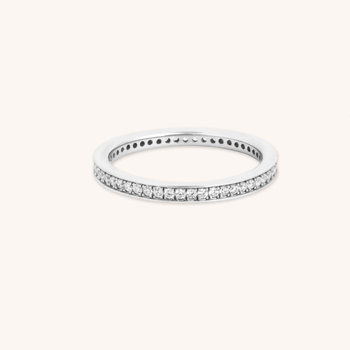 Crystal Stacking Ring in Silver