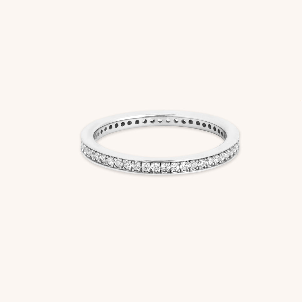 Crystal Stacking Ring in Silver