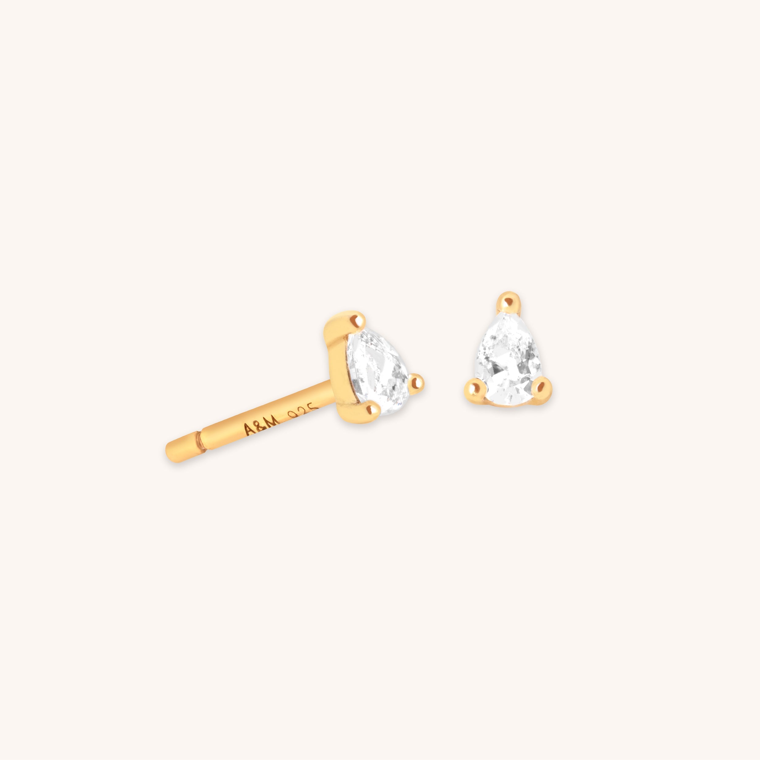 Pear Crystal Stud Earrings in Gold