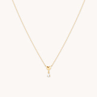 White Topaz Heart Pendant Necklace in Solid Gold