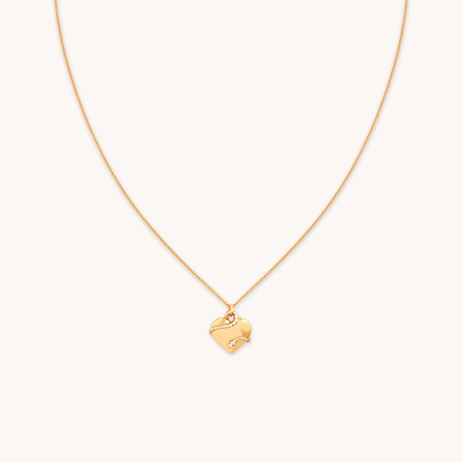 Heart & Snake Pendant Necklace in Gold