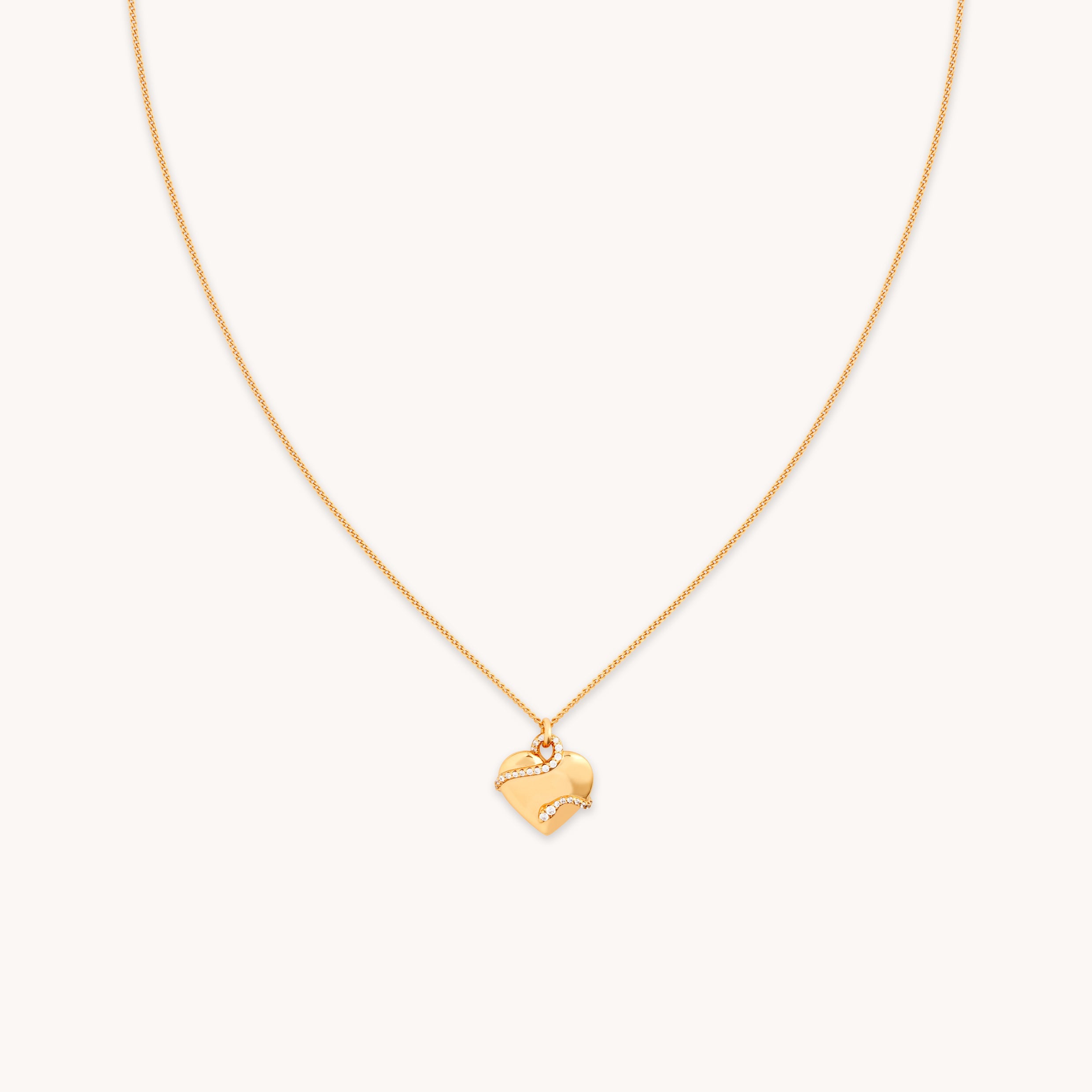 Heart & Snake Pendant Necklace in Gold