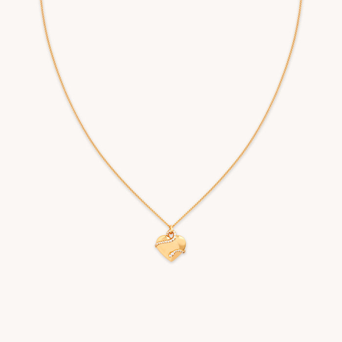 Heart & Snake Pendant Necklace in Gold