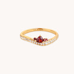 Garnet Serpent Wave Ring in Gold