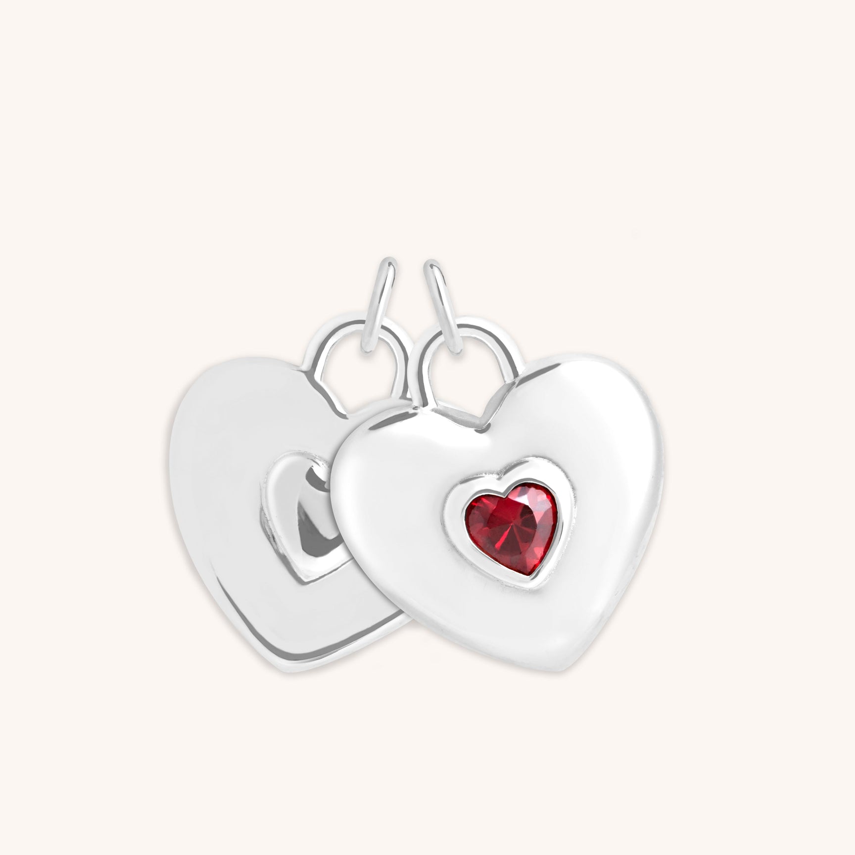 Duo Heart Talisman Charm in Silver