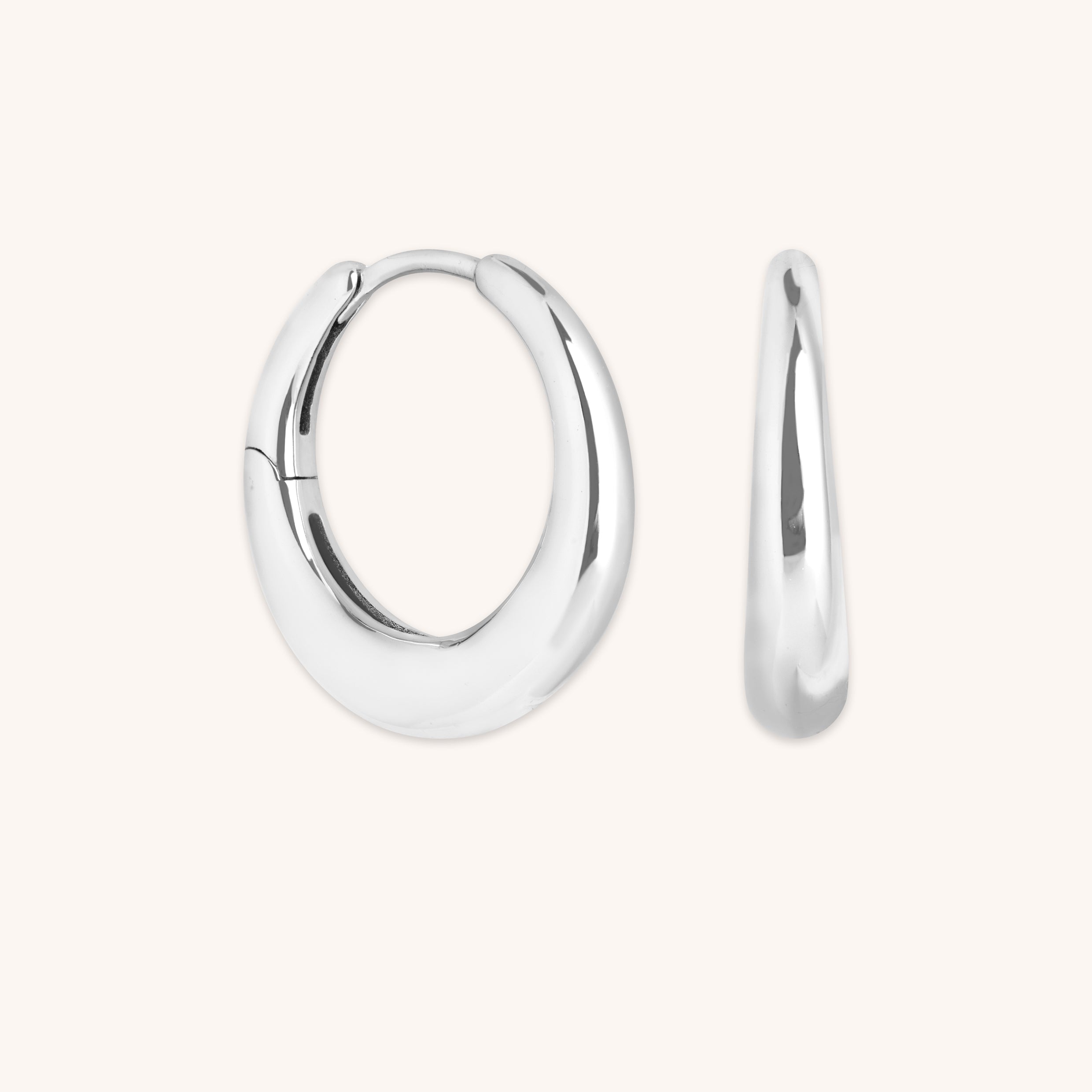 Dome Medium Hoops in Silver