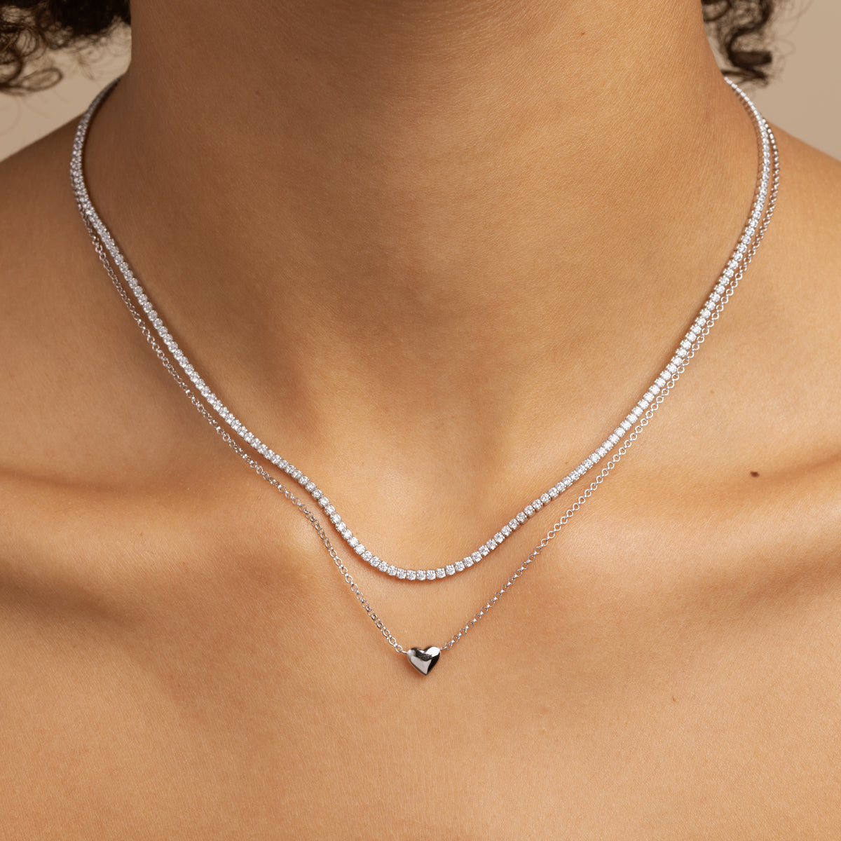 Love Heart Charm Necklace in Silver