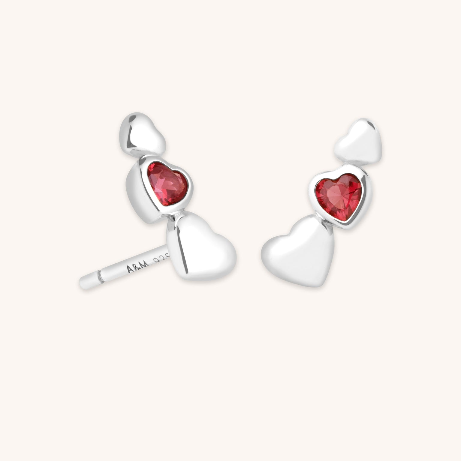 Red Heart Climber Studs in Silver