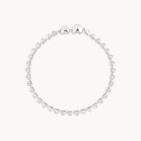 Heart Bezel Tennis Bracelet in Silver