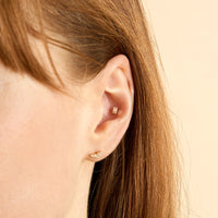 Diamond Baguette Piercing Stud in Solid Gold