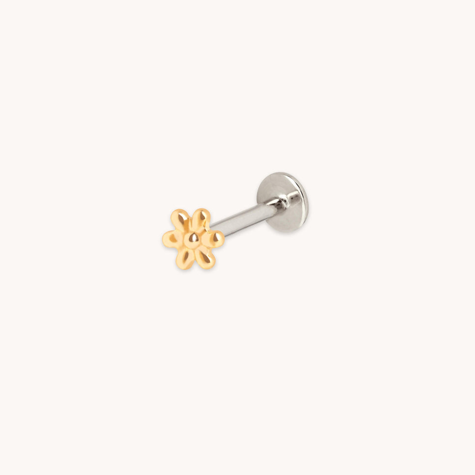 Flower Titanium Piercing Stud in Gold