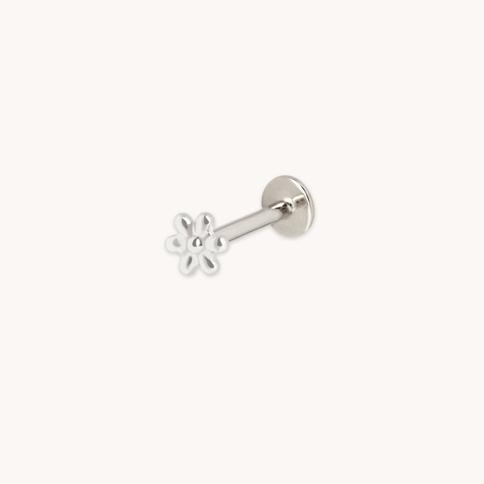 Flower Titanium Piercing Stud in Platinum