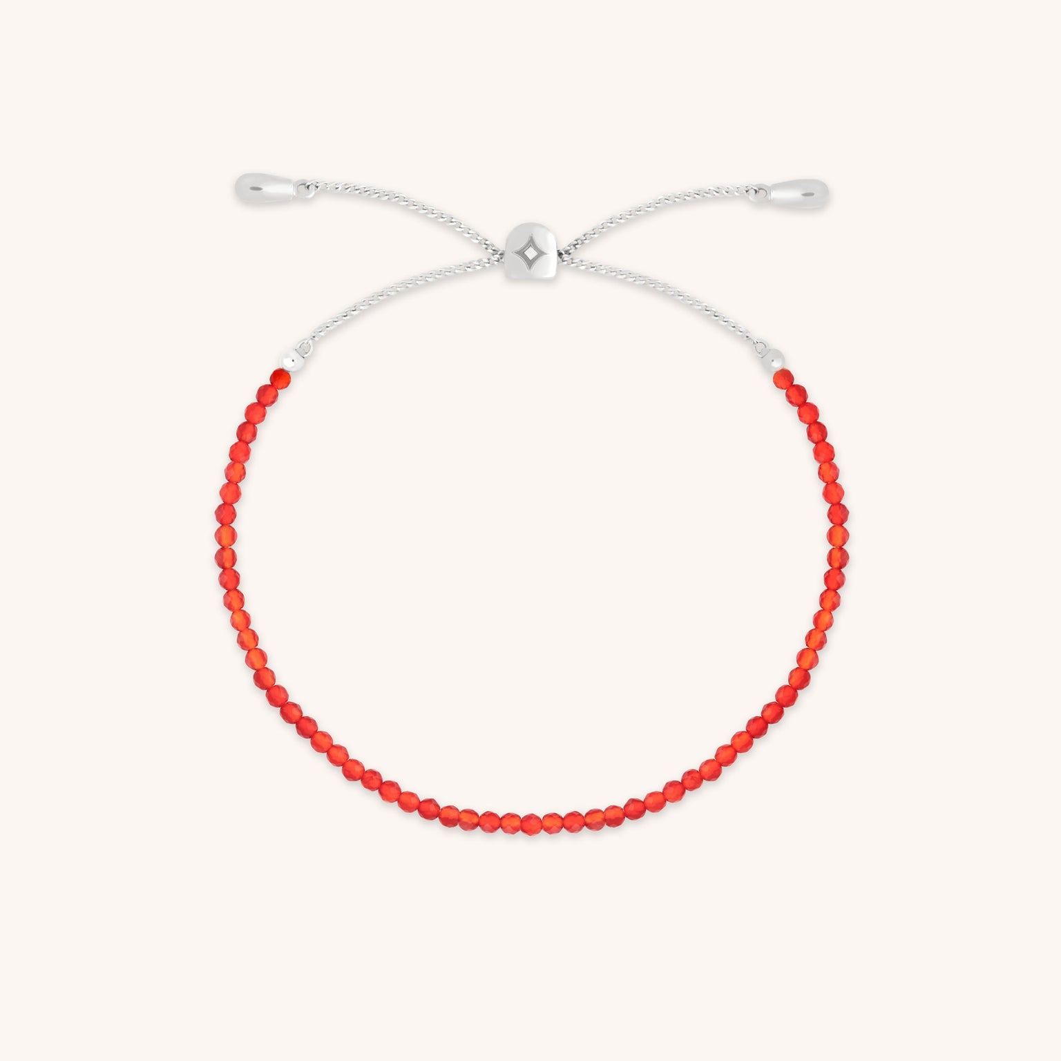 Carnelian July Beaded Bracelet in Solid White Gold