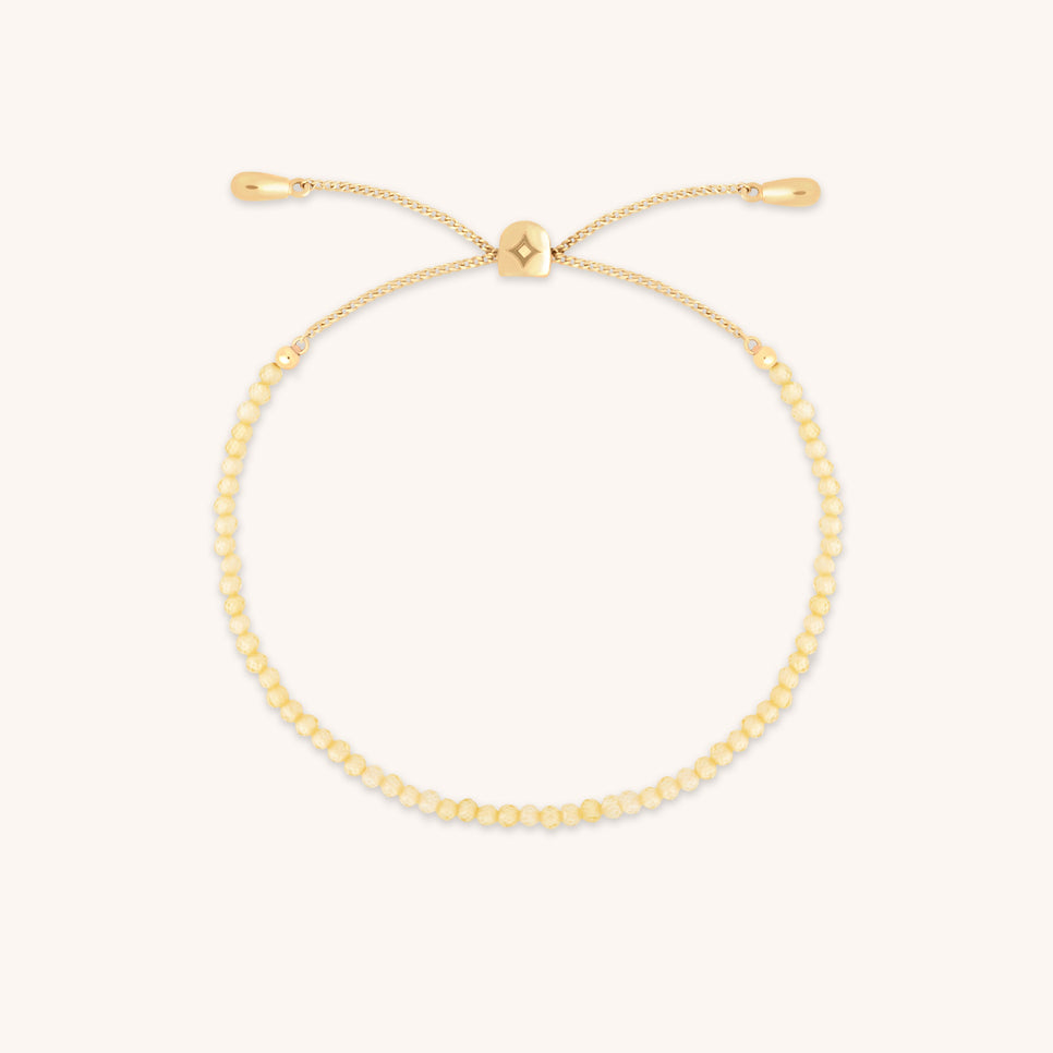 Citrine November Beaded Bracelet in Solid Gold