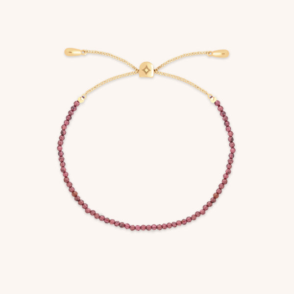 Garnet January Beaded Bracelet in Solid Gold
