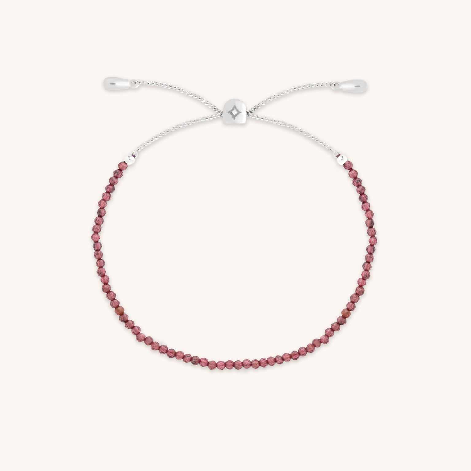 Garnet January Beaded Bracelet in Solid White Gold