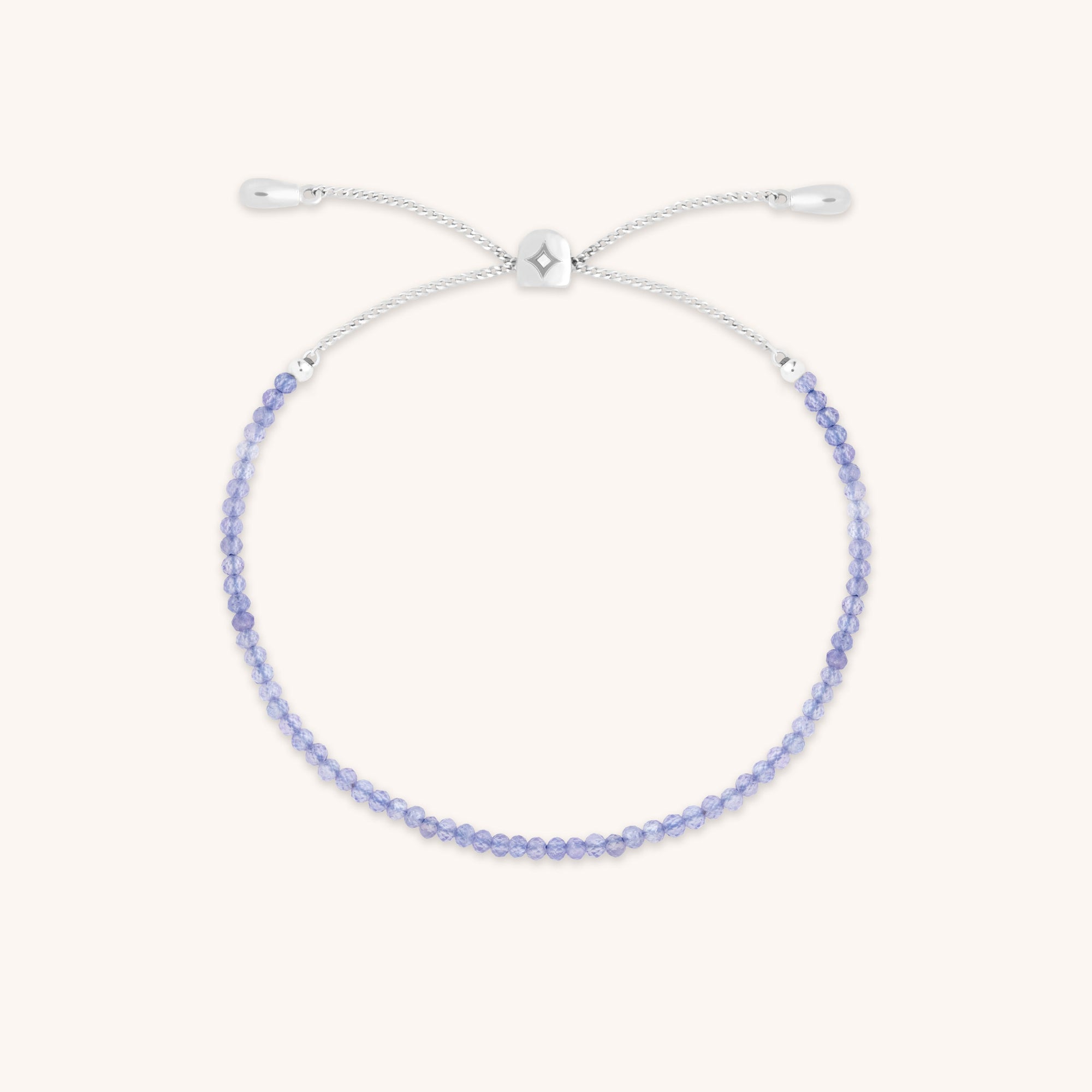 Tanzanite December Beaded Bracelet in Solid White Gold