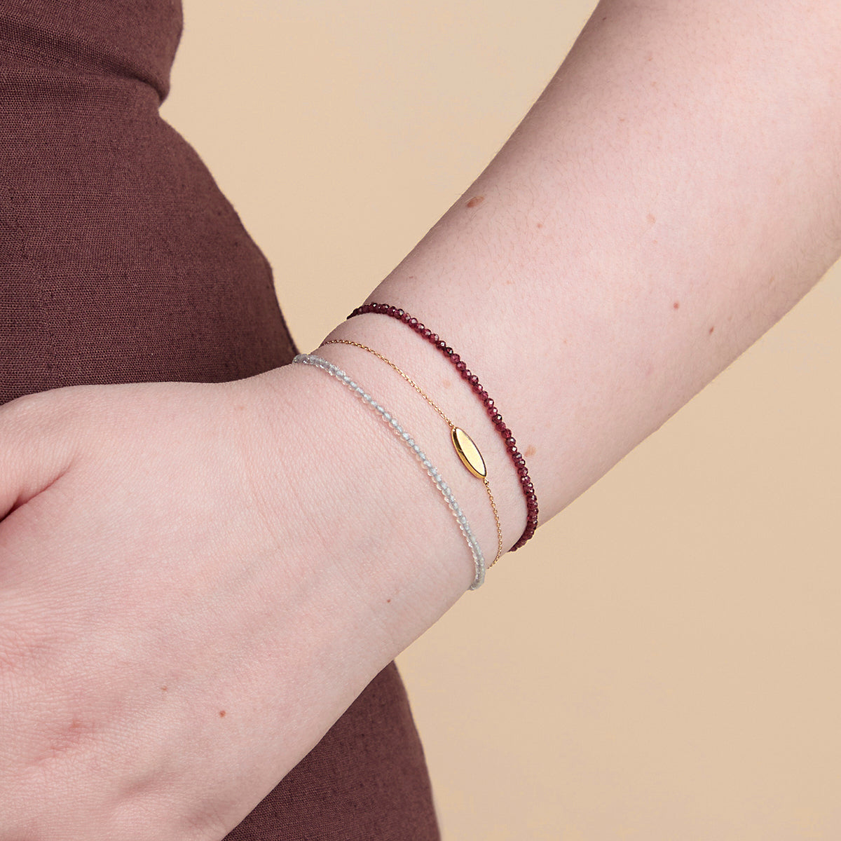 Topaz April Beaded Bracelet in Solid Gold