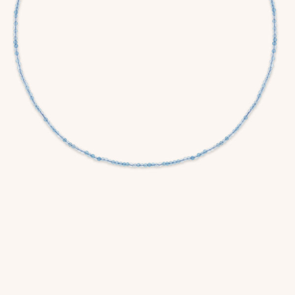 Aquamarine March Beaded Necklace in Solid Gold