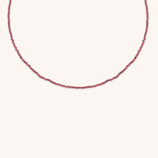 Garnet January Beaded Necklace in Solid Gold