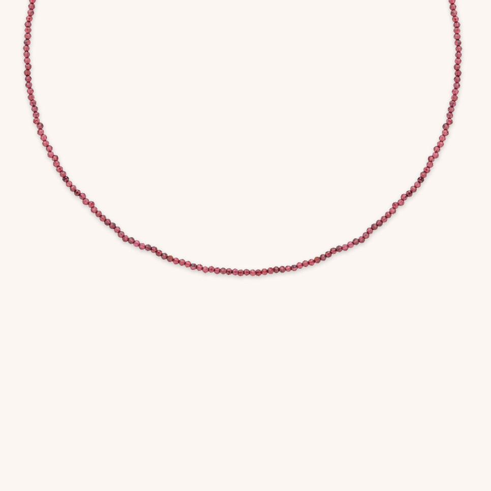 Garnet January Beaded Necklace in Solid Gold