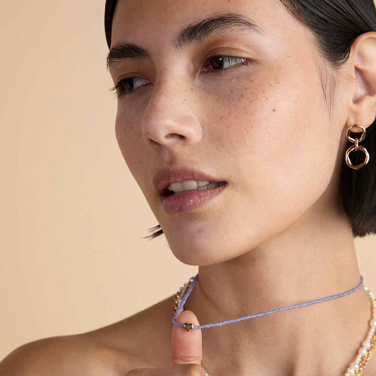 Tanzanite December Beaded Necklace in Solid Gold