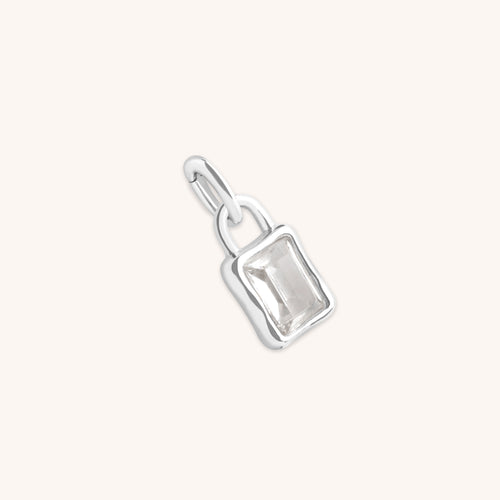White Topaz April Clip Charm in Silver-Astrid &amp; Miyu
