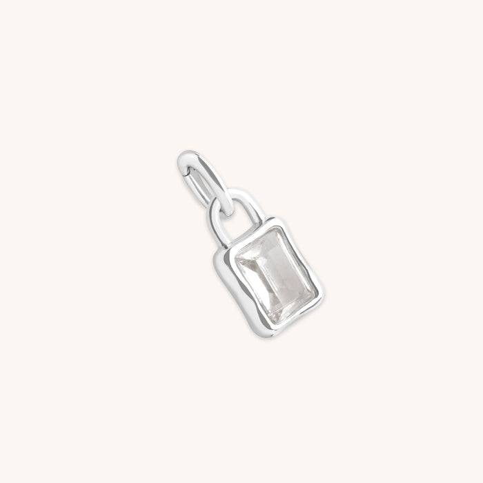 White Topaz April Clip Charm in Silver