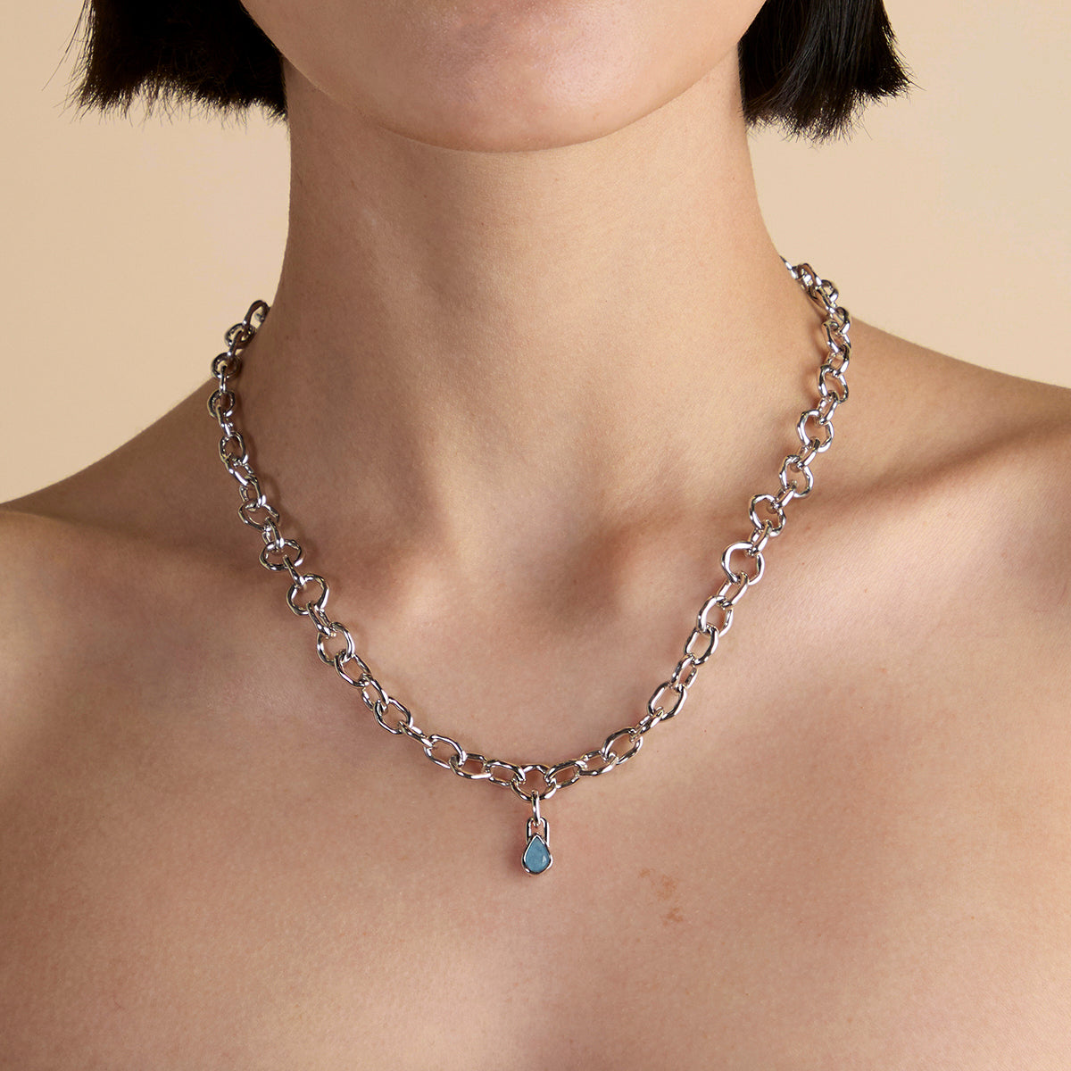 Aquamarine March Clip Charm in Silver