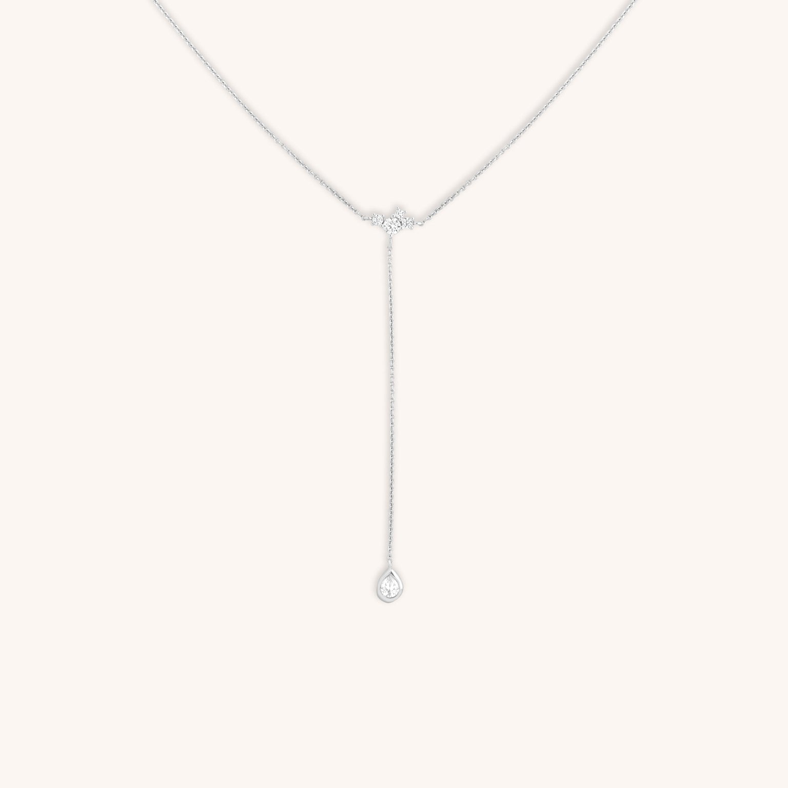 Pear Bezel Cluster Lariat-Astrid &amp; Miyu
