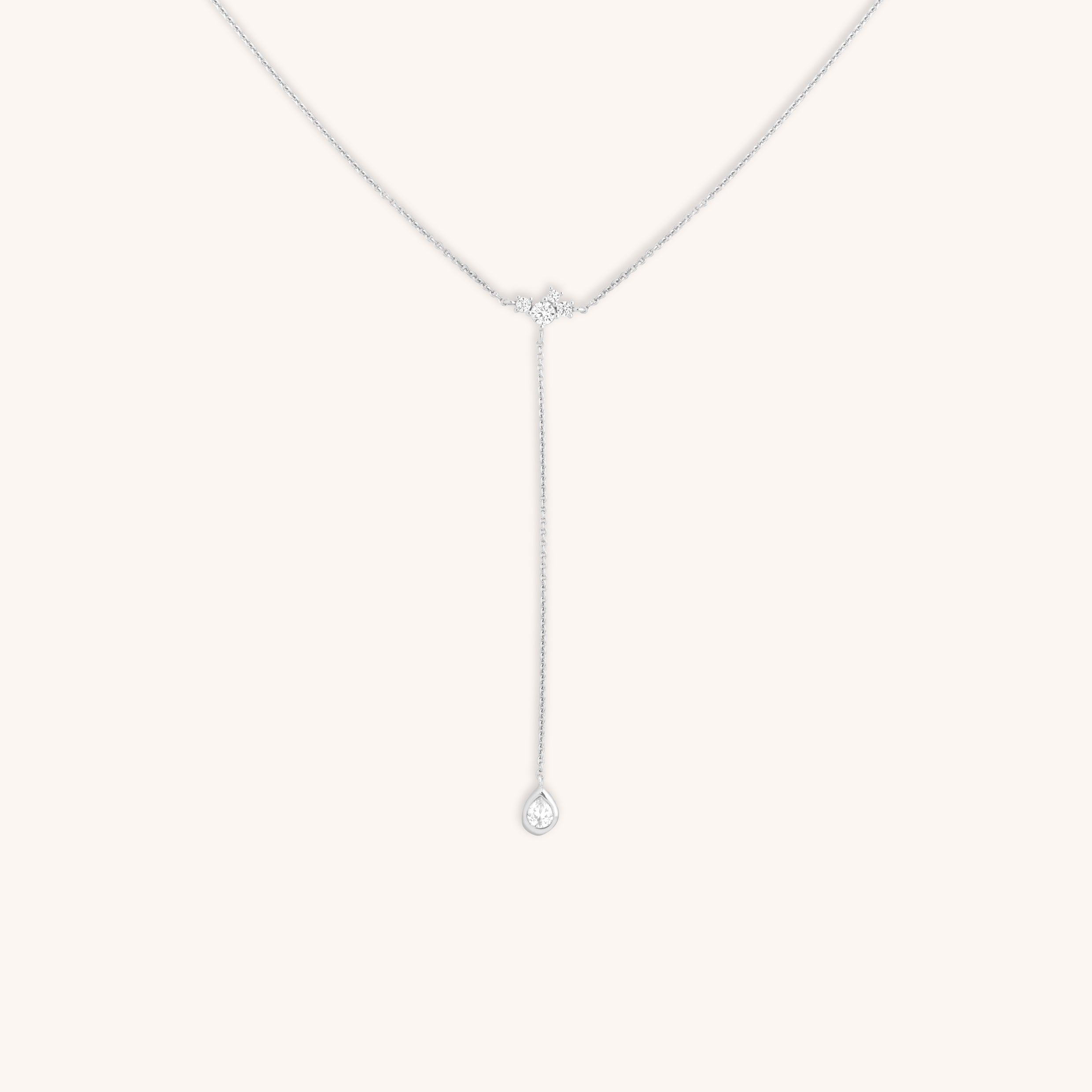Pear Bezel Cluster Lariat-Astrid &amp; Miyu