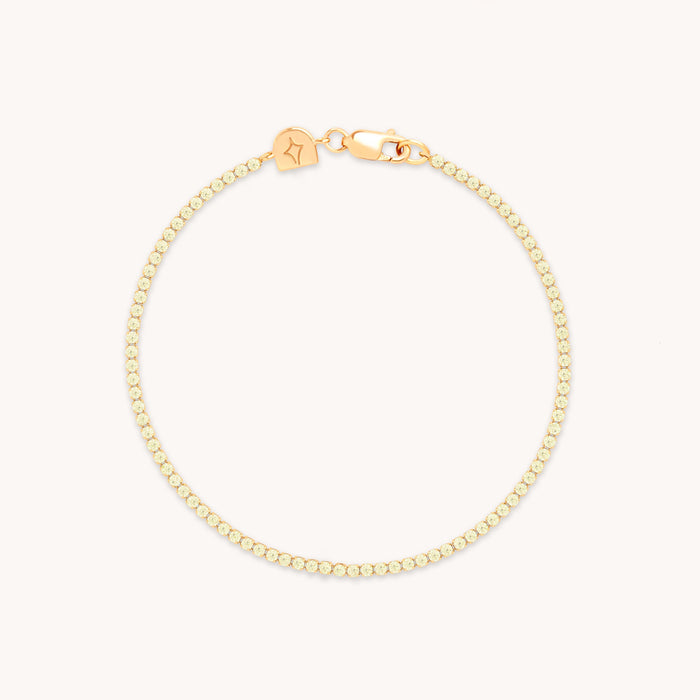 Green Tennis Chain Bracelet in Gold