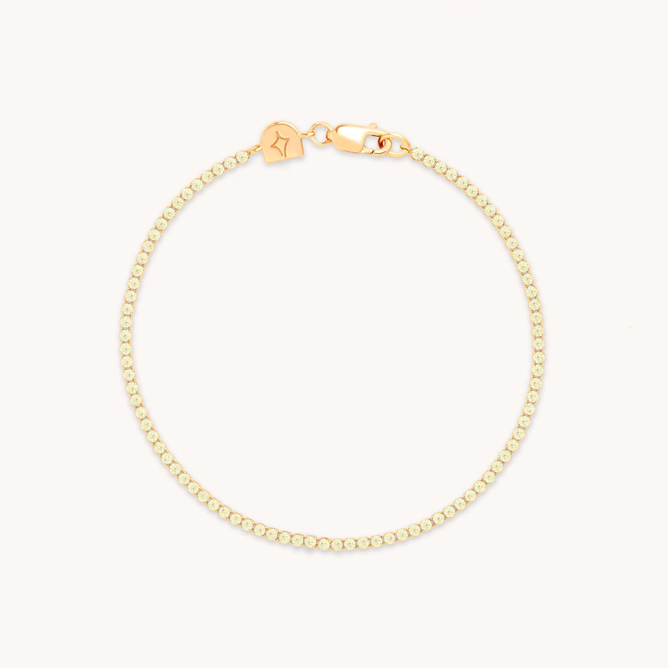 Green Tennis Chain Bracelet in Gold