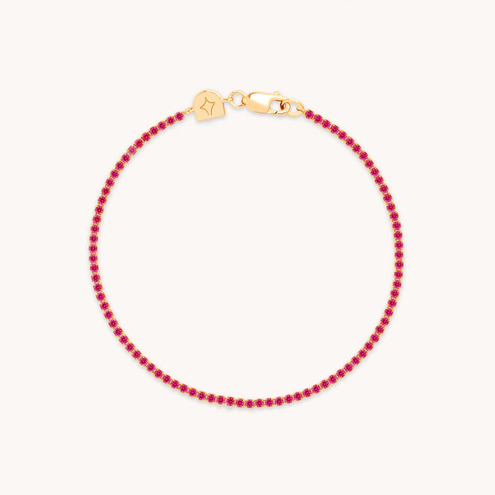 Pink Tennis Chain Bracelet in Gold