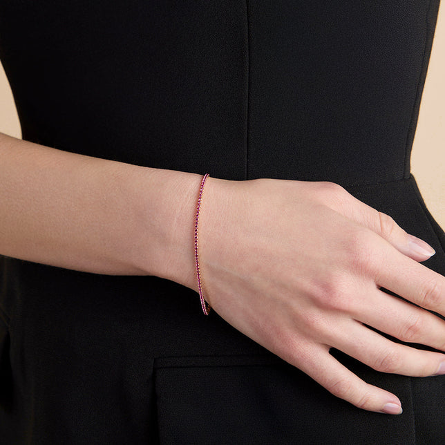 Pink Tennis Chain Bracelet in Gold