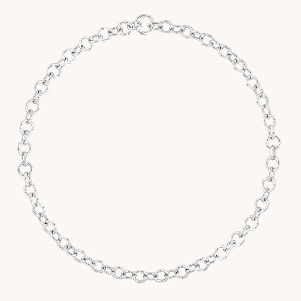 Molten Link Chain Necklace in Silver