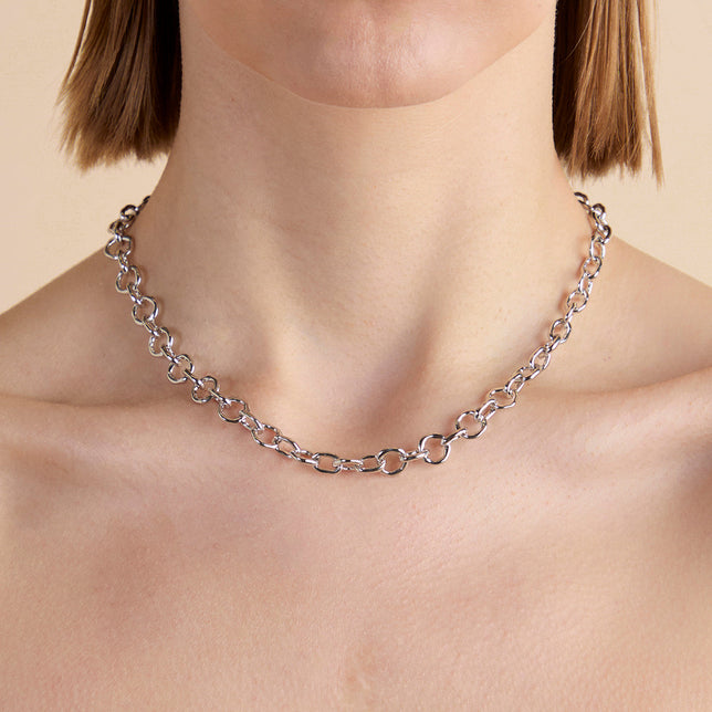 Molten Link Chain Necklace in Silver