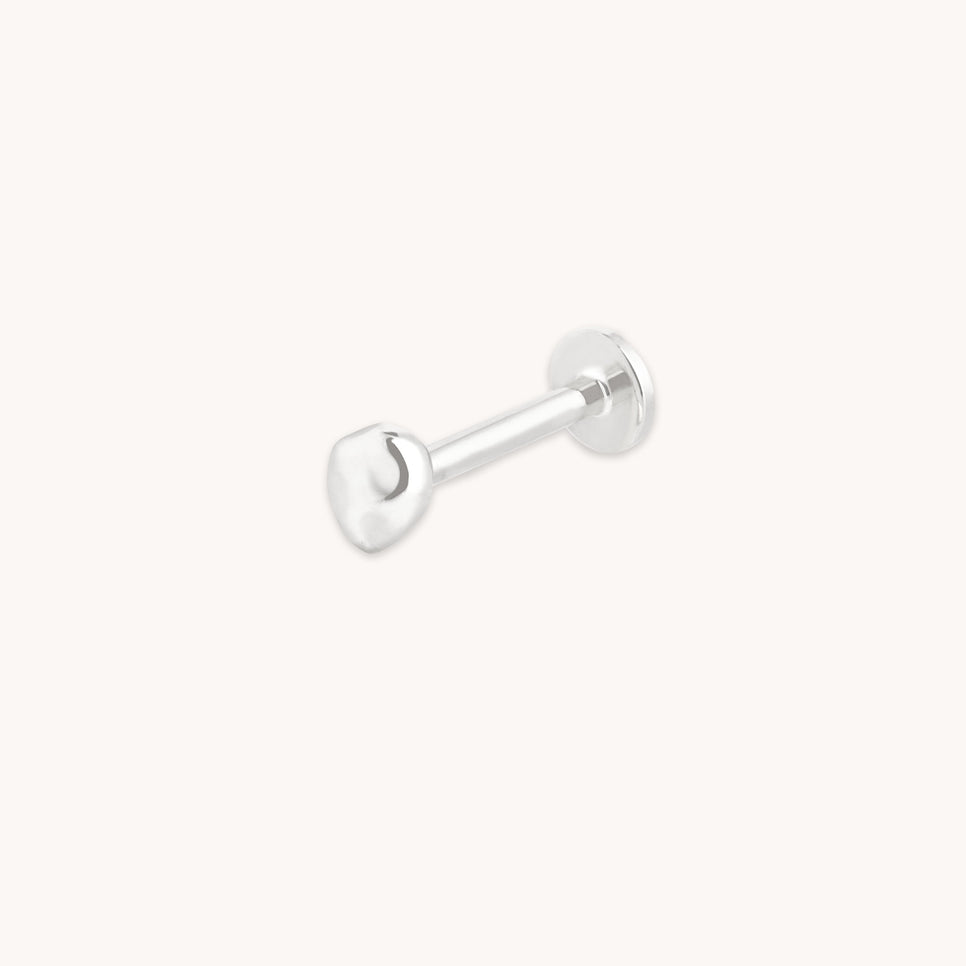 Molten Piercing Stud in Solid White Gold