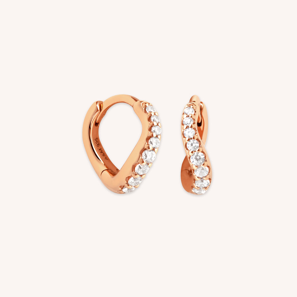 Wave Crystal Huggies in Rose Gold