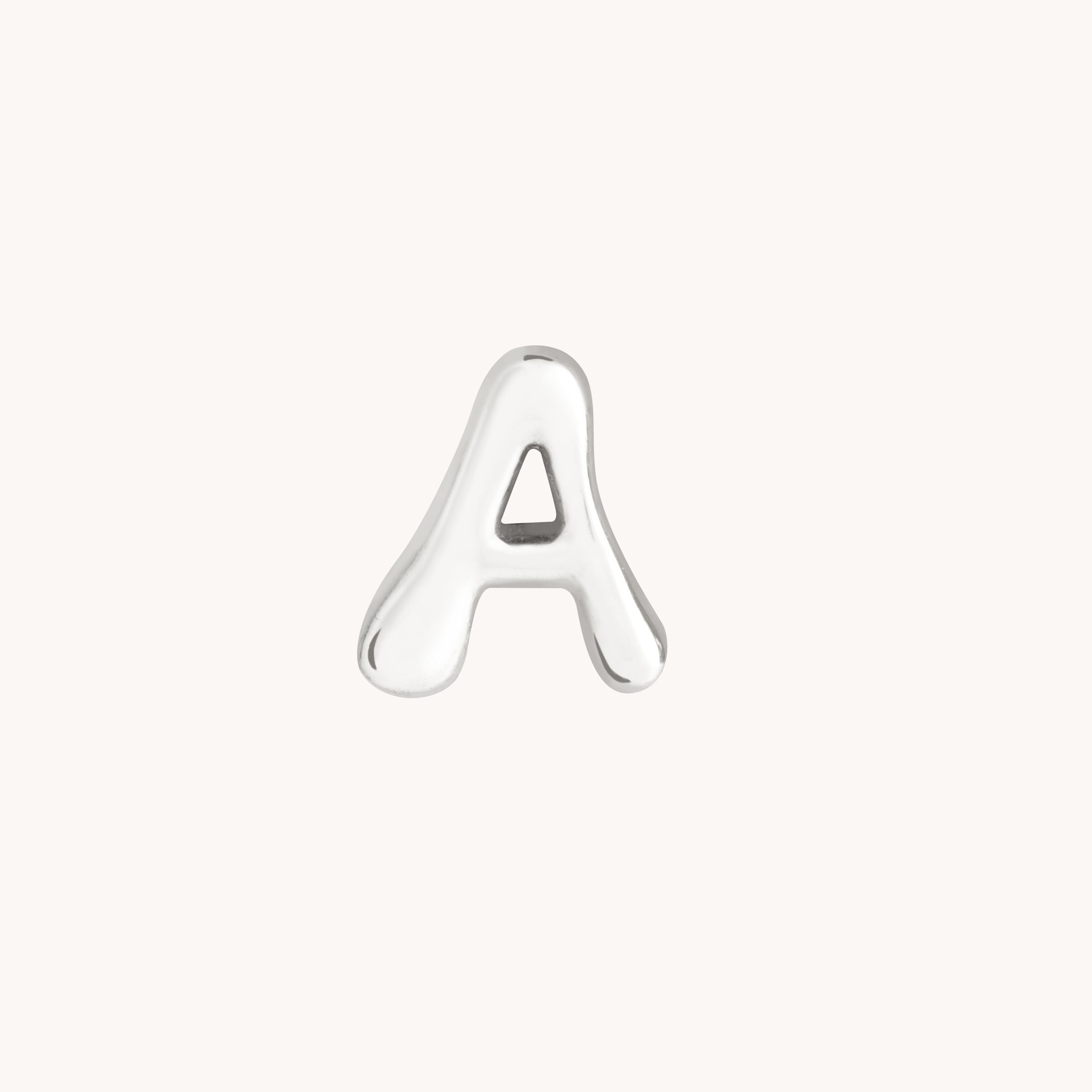 A Initial Click Charm in Solid White Gold