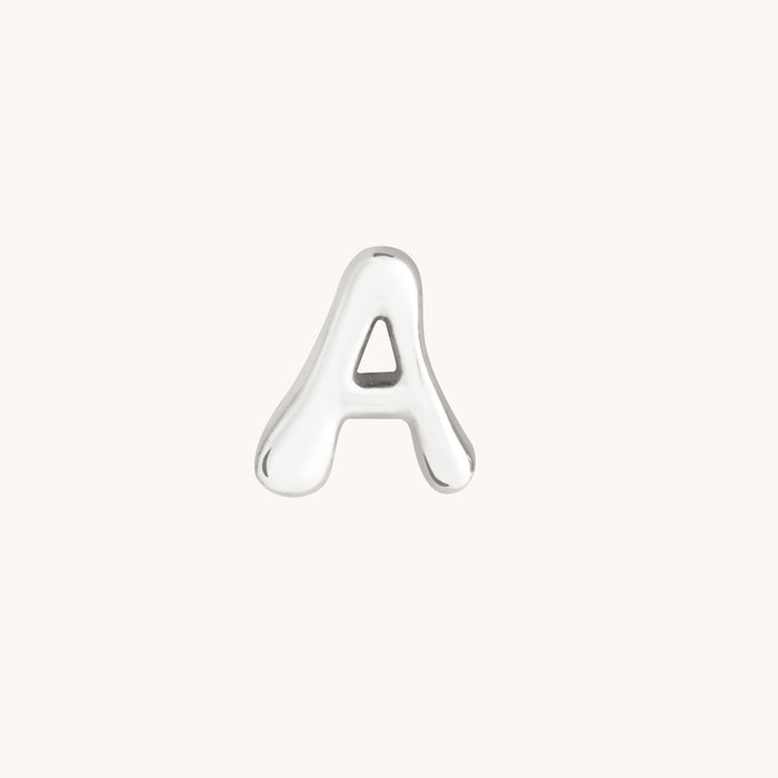 A Initial Click Charm in Solid White Gold