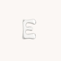 E Initial Click Charm in Solid White Gold