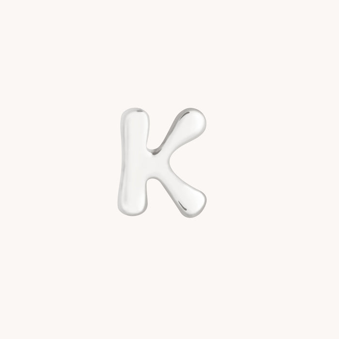 K Initial Click Charm in Solid White Gold