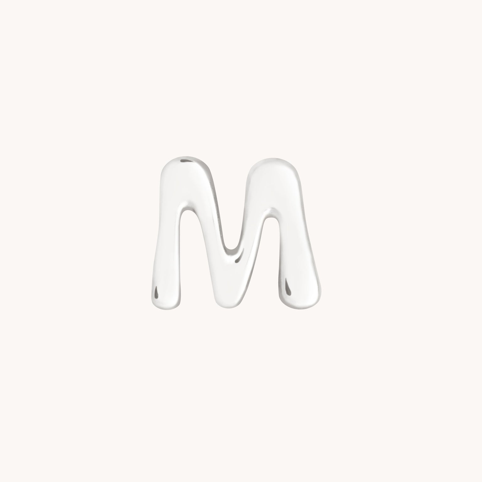 M Initial Click Charm in Solid White Gold