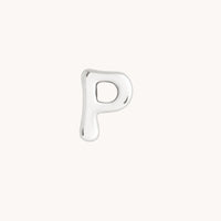 P Initial Click Charm in Solid White Gold